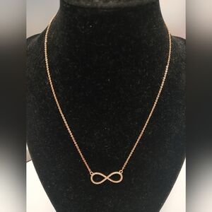 New 18k Yellow Goldplated Infinity Necklace 14" -16"